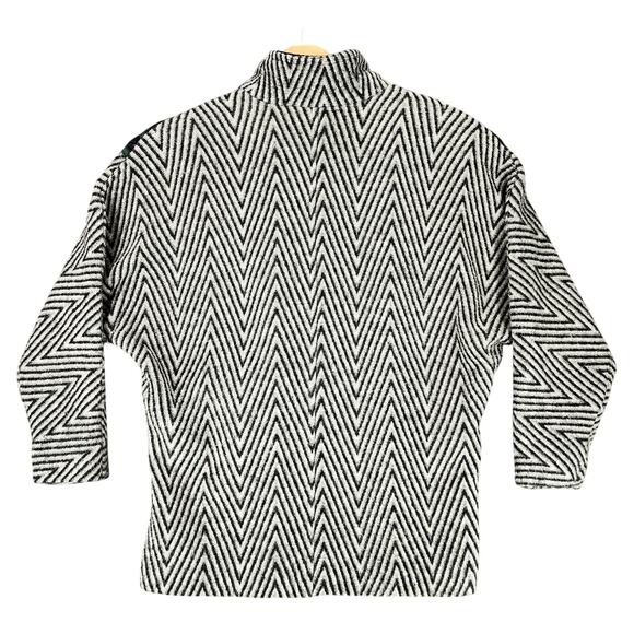 Vtg 80s Tweed Chevron Coat M/L* Women Zigzag Shoulder Pads New Wave Androgynous - Picture 2 of 15